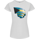 Curled Bahamas Flag Bahamians Day Football Womens Petite Cut T-Shirt White