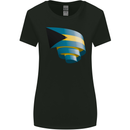Curled Bahamas Flag Bahamians Day Football Womens Wider Cut T-Shirt Black
