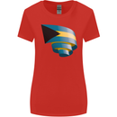 Curled Bahamas Flag Bahamians Day Football Womens Wider Cut T-Shirt Red
