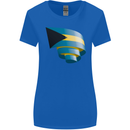 Curled Bahamas Flag Bahamians Day Football Womens Wider Cut T-Shirt Royal Blue