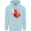 Curled Bahrain Flag Bahraini Day Football Childrens Kids Hoodie Light Blue