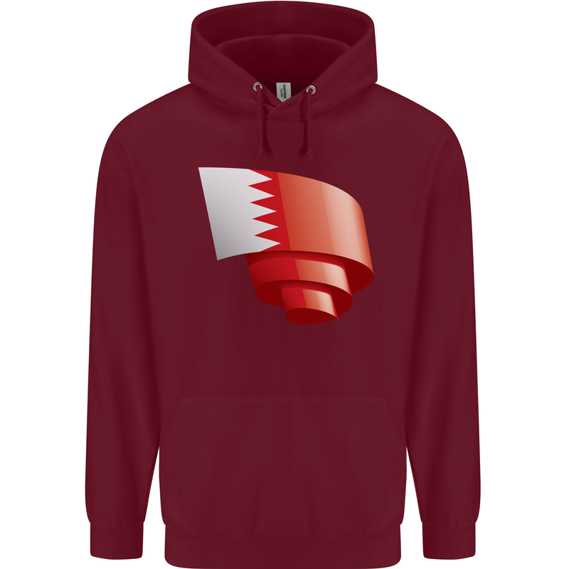 Curled Bahrain Flag Bahraini Day Football Childrens Kids Hoodie Maroon