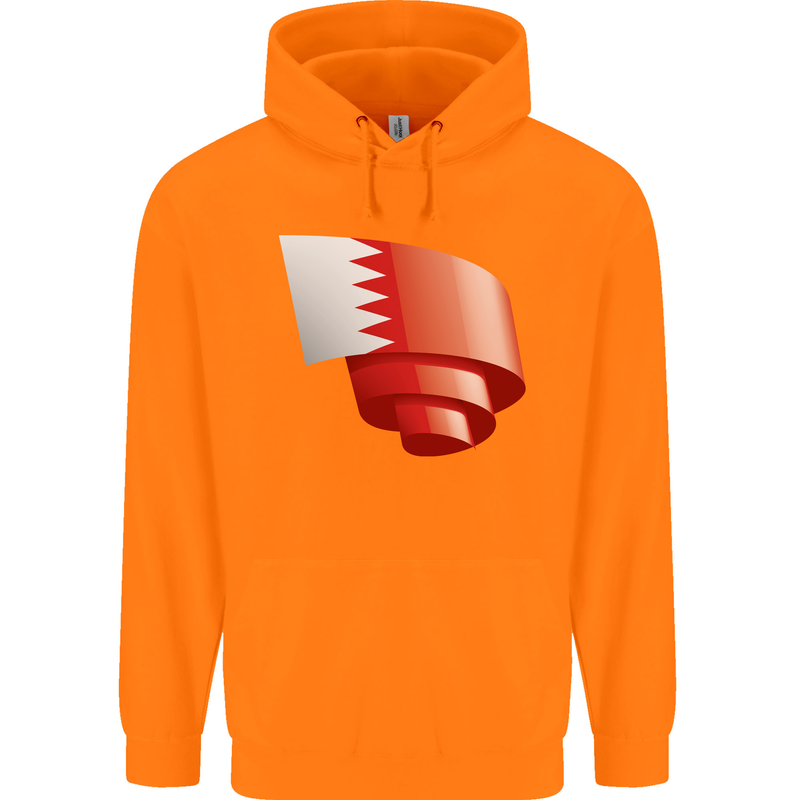 Curled Bahrain Flag Bahraini Day Football Childrens Kids Hoodie Orange