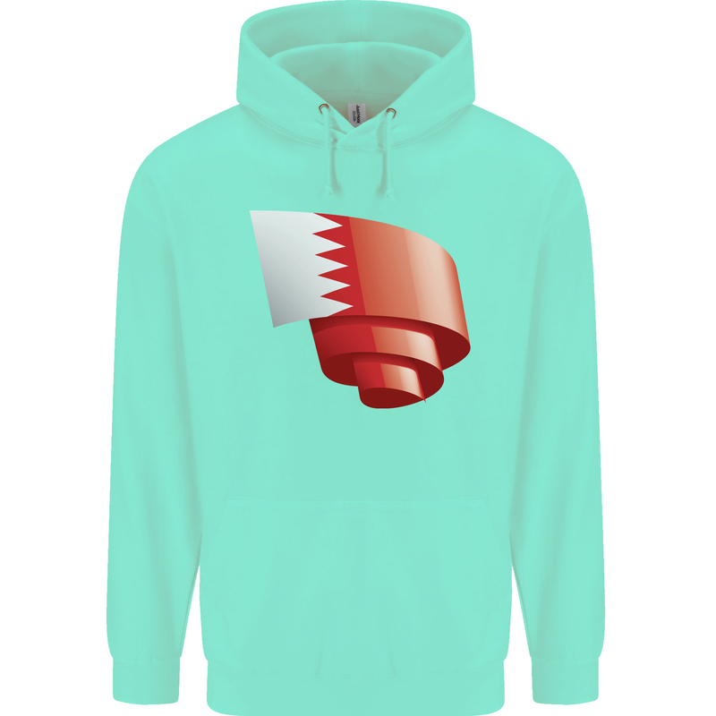 Curled Bahrain Flag Bahraini Day Football Childrens Kids Hoodie Peppermint