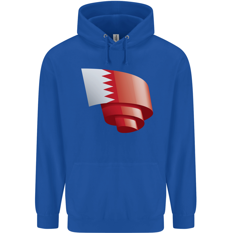 Curled Bahrain Flag Bahraini Day Football Childrens Kids Hoodie Royal Blue