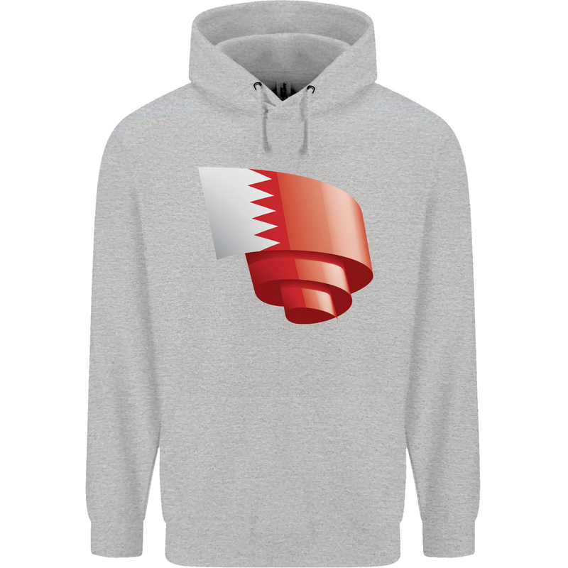 Curled Bahrain Flag Bahraini Day Football Childrens Kids Hoodie Sports Grey