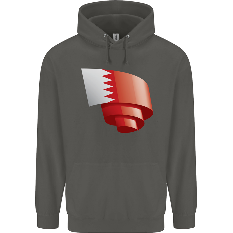 Curled Bahrain Flag Bahraini Day Football Childrens Kids Hoodie Storm Grey