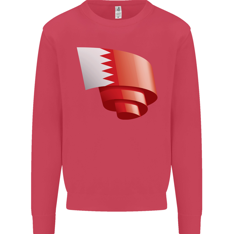 Curled Bahrain Flag Bahraini Day Football Kids Sweatshirt Jumper Heliconia