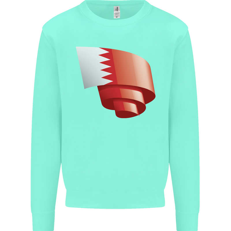 Curled Bahrain Flag Bahraini Day Football Kids Sweatshirt Jumper Peppermint