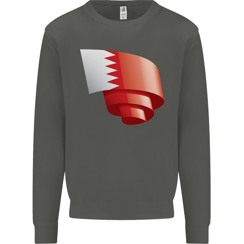 Curled Bahrain Flag Bahraini Day Football Kids Sweatshirt Jumper Storm Grey