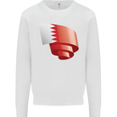 Curled Bahrain Flag Bahraini Day Football Kids Sweatshirt Jumper White