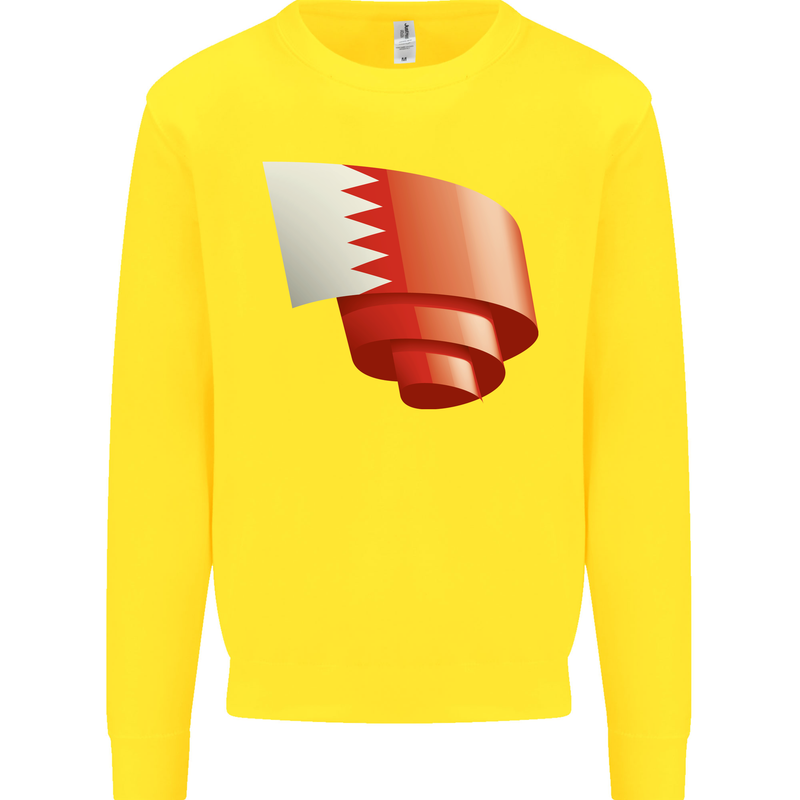 Curled Bahrain Flag Bahraini Day Football Kids Sweatshirt Jumper Yellow
