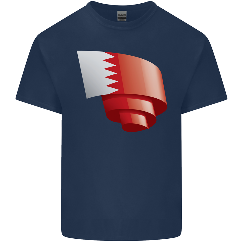 Curled Bahrain Flag Bahraini Day Football Kids T-Shirt Childrens Navy Blue