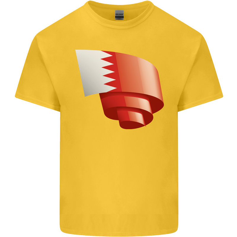 Curled Bahrain Flag Bahraini Day Football Kids T-Shirt Childrens Yellow