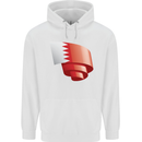 Curled Bahrain Flag Bahraini Day Football Mens 80% Cotton Hoodie White
