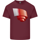Curled Bahrain Flag Bahraini Day Football Mens Cotton T-Shirt Tee Top Maroon
