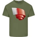 Curled Bahrain Flag Bahraini Day Football Mens Cotton T-Shirt Tee Top Military Green