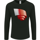 Curled Bahrain Flag Bahraini Day Football Mens Long Sleeve T-Shirt Black