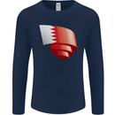 Curled Bahrain Flag Bahraini Day Football Mens Long Sleeve T-Shirt Navy Blue