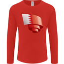 Curled Bahrain Flag Bahraini Day Football Mens Long Sleeve T-Shirt Red