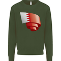 Curled Bahrain Flag Bahraini Day Football Mens Sweatshirt Jumper Forest Green