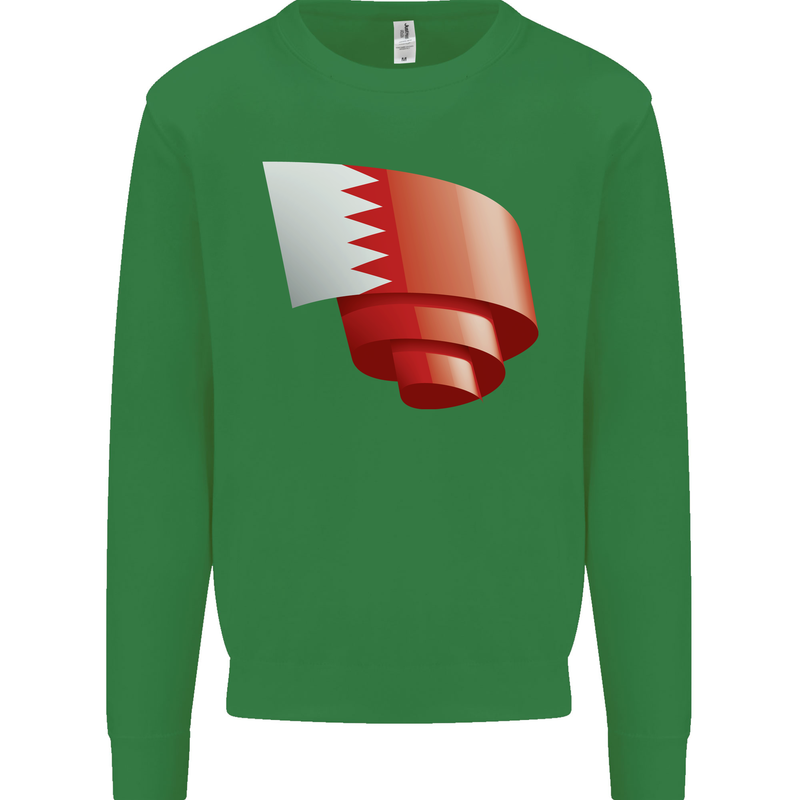 Curled Bahrain Flag Bahraini Day Football Mens Sweatshirt Jumper Irish Green