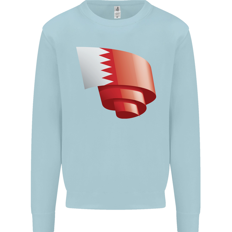 Curled Bahrain Flag Bahraini Day Football Mens Sweatshirt Jumper Light Blue