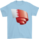 Curled Bahrain Flag Bahraini Day Football Mens T-Shirt 100% Cotton Light Blue