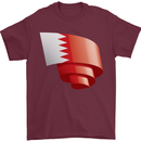 Curled Bahrain Flag Bahraini Day Football Mens T-Shirt 100% Cotton Maroon