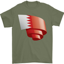 Curled Bahrain Flag Bahraini Day Football Mens T-Shirt 100% Cotton Military Green