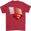 Curled Bahrain Flag Bahraini Day Football Mens T-Shirt 100% Cotton Red