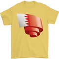 Curled Bahrain Flag Bahraini Day Football Mens T-Shirt 100% Cotton Yellow