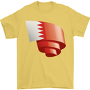 Curled Bahrain Flag Bahraini Day Football Mens T-Shirt 100% Cotton Yellow