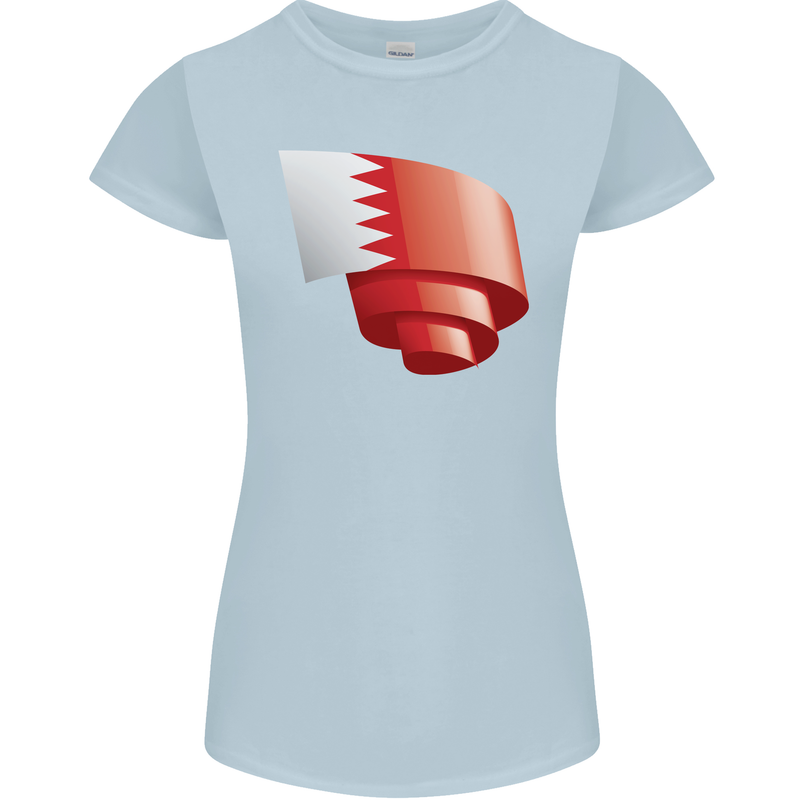 Curled Bahrain Flag Bahraini Day Football Womens Petite Cut T-Shirt Light Blue