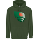 Curled Bangladesh Flag Bangladeshi Day Football Childrens Kids Hoodie Forest Green
