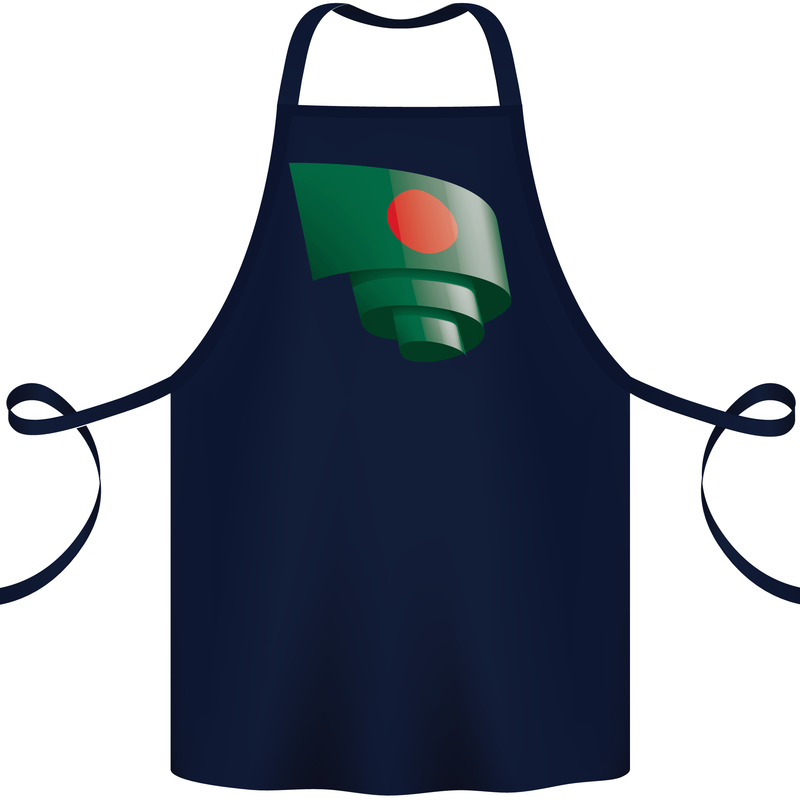 Curled Bangladesh Flag Bangladeshi Day Football Cotton Apron 100% Organic Navy Blue