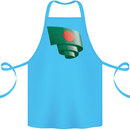 Curled Bangladesh Flag Bangladeshi Day Football Cotton Apron 100% Organic Turquoise