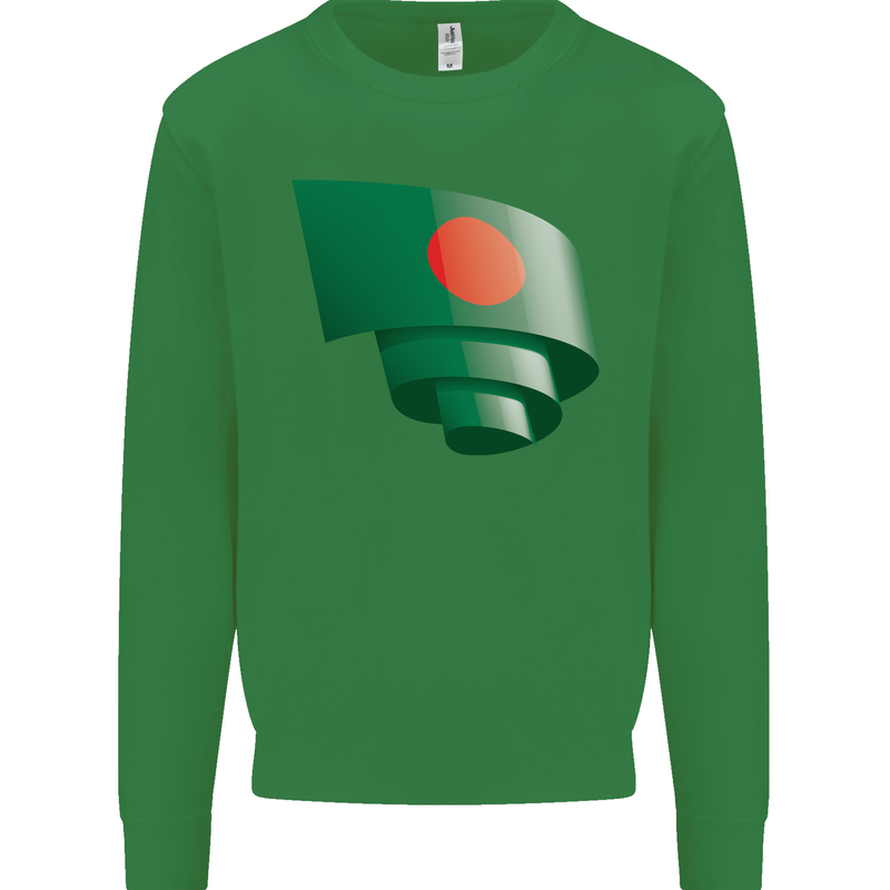 Curled Bangladesh Flag Bangladeshi Day Football Kids Sweatshirt Jumper Irish Green
