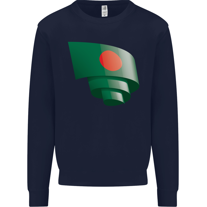 Curled Bangladesh Flag Bangladeshi Day Football Kids Sweatshirt Jumper Navy Blue
