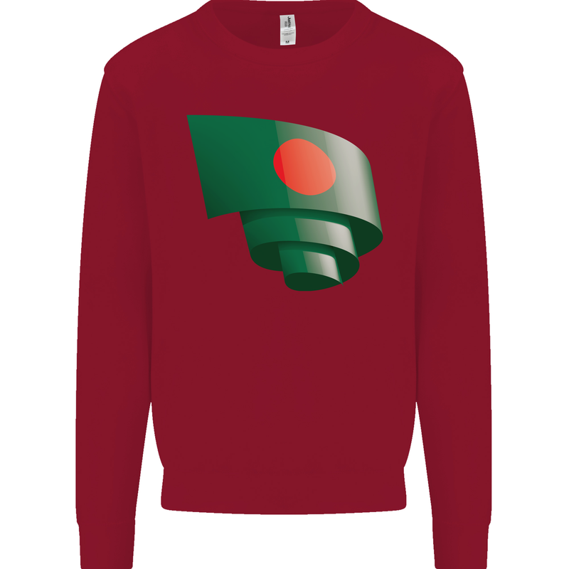 Curled Bangladesh Flag Bangladeshi Day Football Kids Sweatshirt Jumper Red