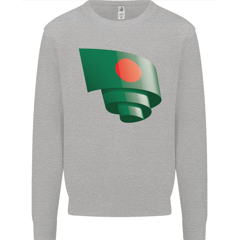 Curled Bangladesh Flag Bangladeshi Day Football Kids Sweatshirt Jumper Sports Grey