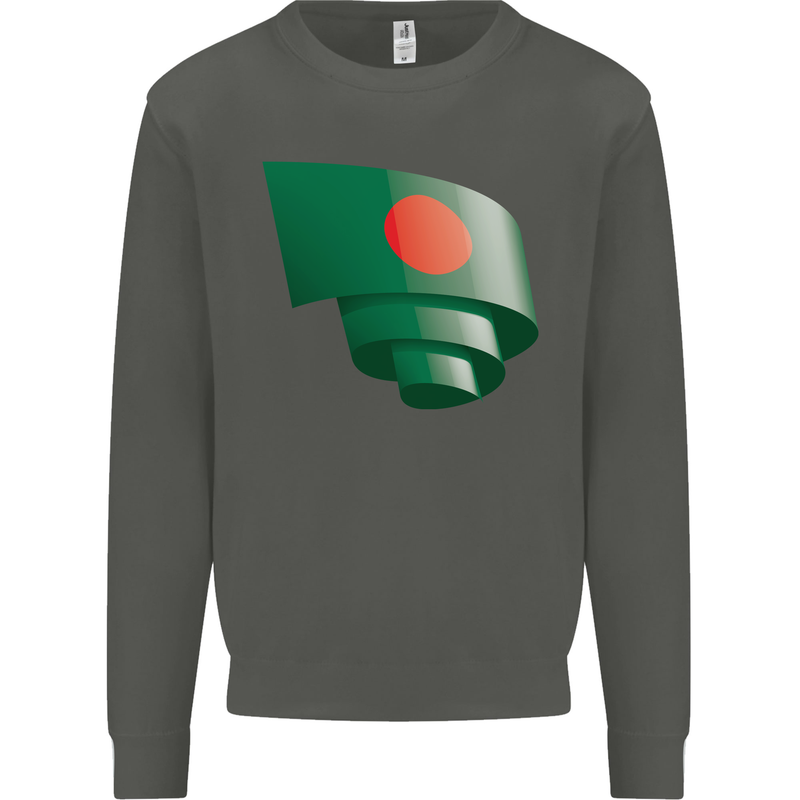 Curled Bangladesh Flag Bangladeshi Day Football Kids Sweatshirt Jumper Storm Grey