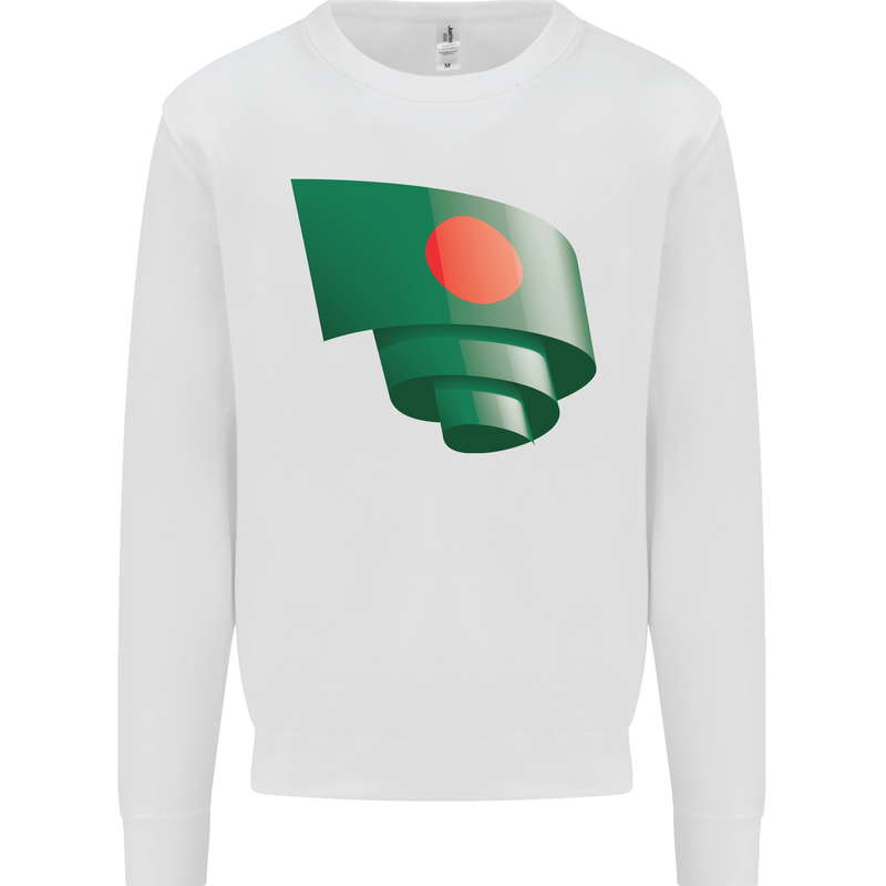 Curled Bangladesh Flag Bangladeshi Day Football Kids Sweatshirt Jumper White