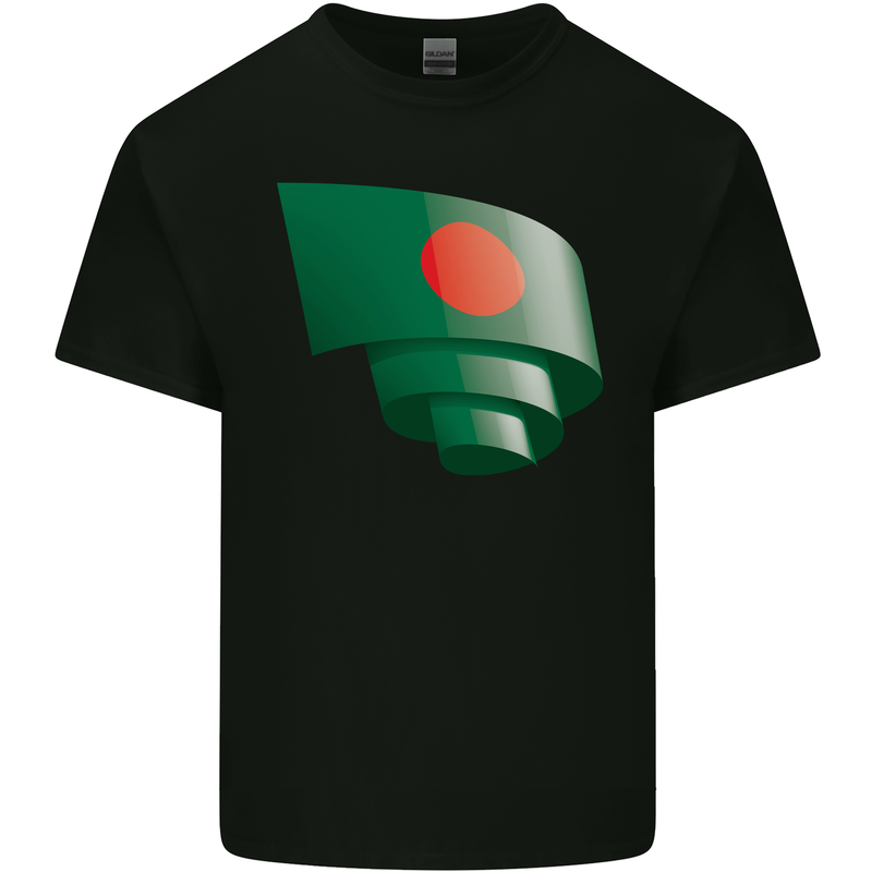 Curled Bangladesh Flag Bangladeshi Day Football Kids T-Shirt Childrens Black