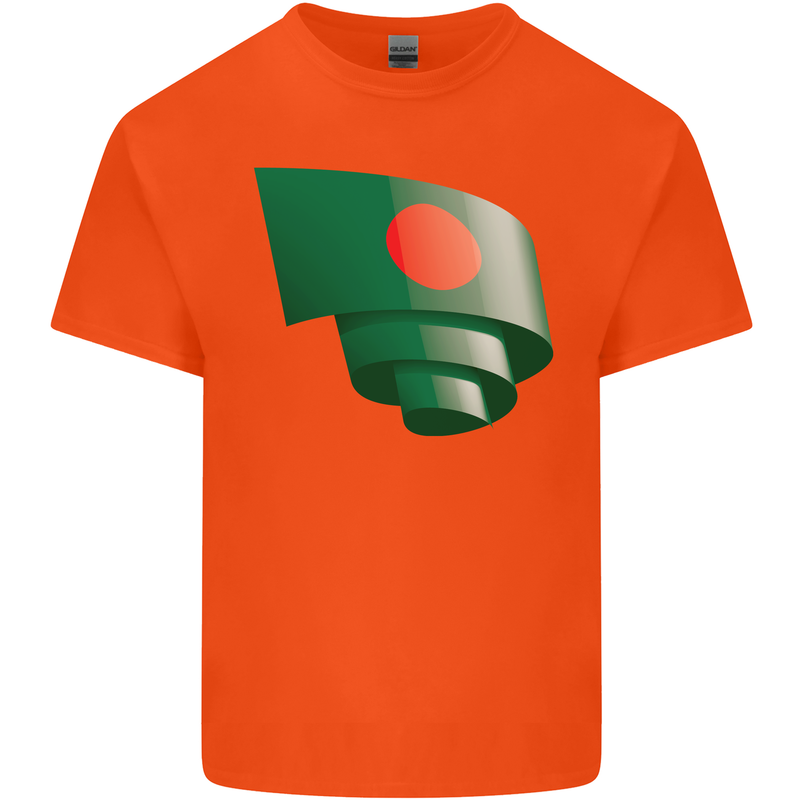 Curled Bangladesh Flag Bangladeshi Day Football Kids T-Shirt Childrens Orange