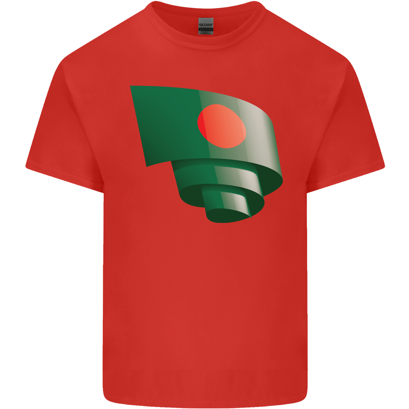 Curled Bangladesh Flag Bangladeshi Day Football Kids T-Shirt Childrens Red