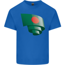 Curled Bangladesh Flag Bangladeshi Day Football Kids T-Shirt Childrens Royal Blue