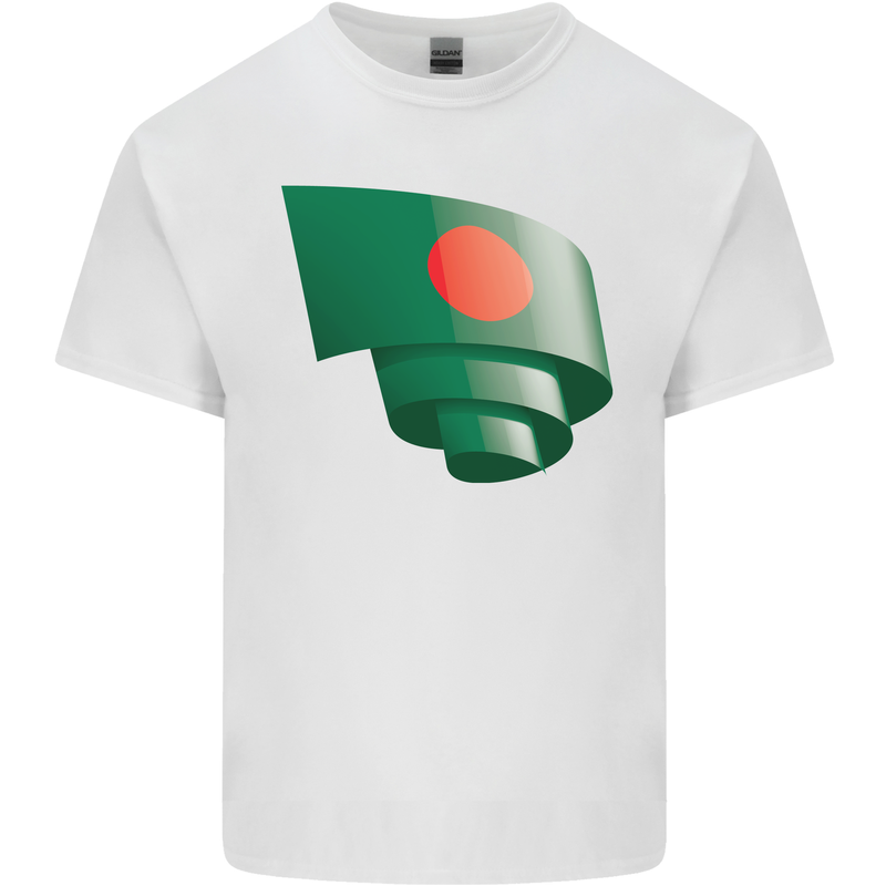 Curled Bangladesh Flag Bangladeshi Day Football Kids T-Shirt Childrens White