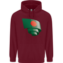 Curled Bangladesh Flag Bangladeshi Day Football Mens 80% Cotton Hoodie Maroon