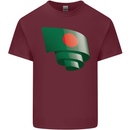 Curled Bangladesh Flag Bangladeshi Day Football Mens Cotton T-Shirt Tee Top Maroon